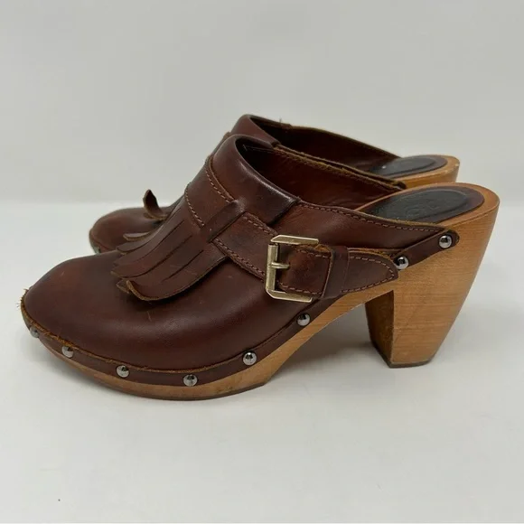 Madewell 1937 Leather Fringe Kiltie Clogs Size 7 - Picture 1 of 10